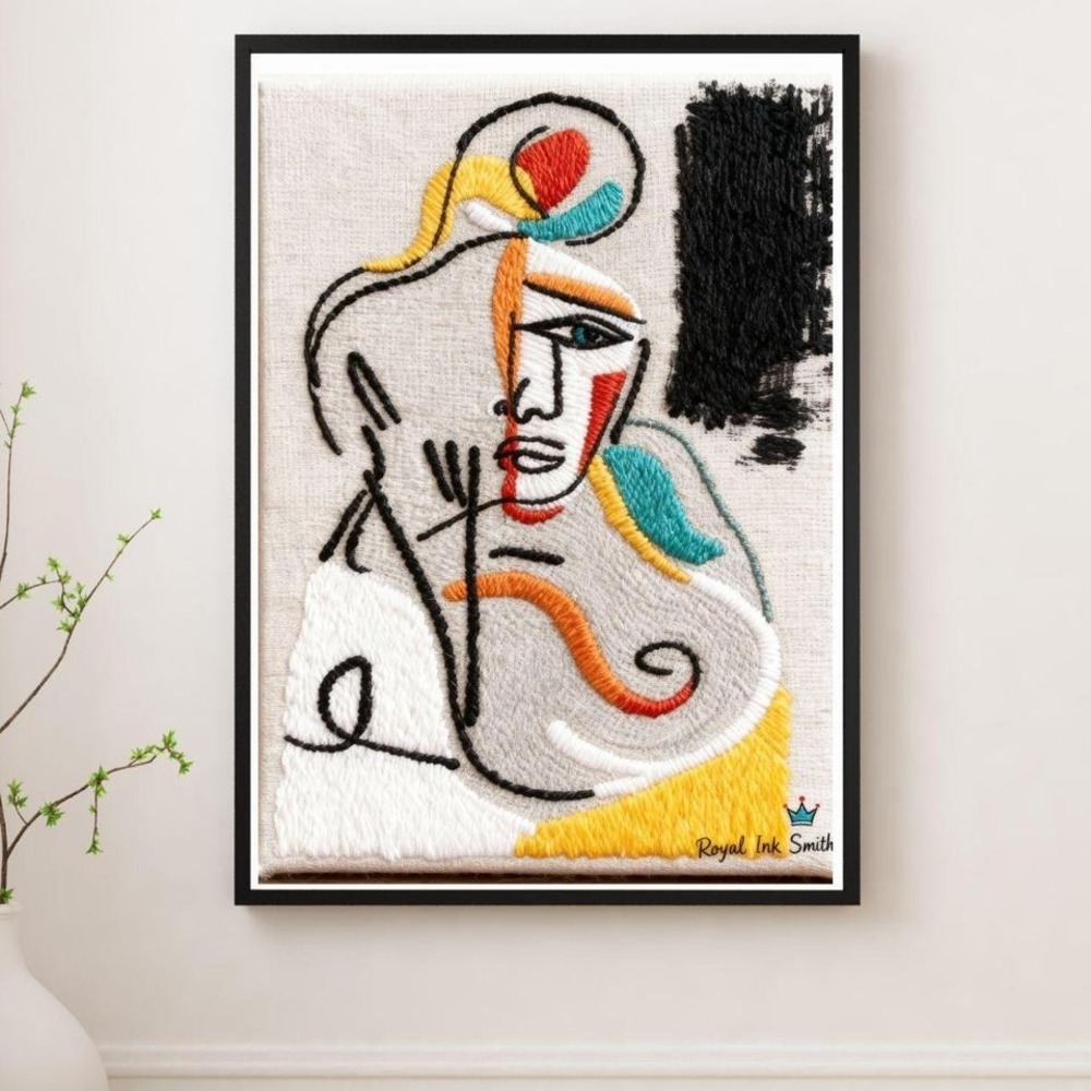 20th-Century Abstract Painting Embroidered Art Re-Print‎ Stretched Canvas RTH 3D